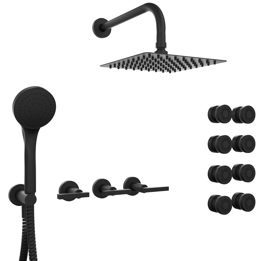 GRIFERIA BICOMANDO DUCH 3 VIAS CON ESCOCESA CON DUCHADOR LOOK LEVER BLACK HIDROMET – 10 AÑOS DE GARANTÍA [31147NEGR]