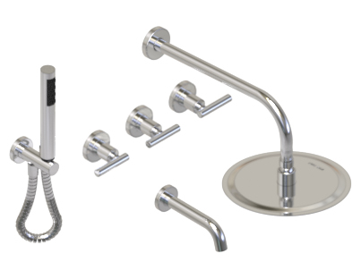 GRIFERIA BICOMANDO DUCHA 3 VIAS CON DUCHADOR SUN LEVER CROMO HIDROMET – 10 AÑOS DE GARANTÍA [04510CRCR]