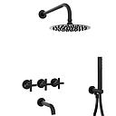 GRIFERIA BICOMANDO DUCHA 3 VIAS CON DUCHADOR SUN CRUZ BLACK HIDROMET – 10 AÑOS DE GARANTÍA [4505NEGR]