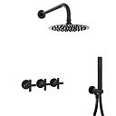 GRIFERIA BICOMANDO DUCHA 2 VIAS CON DUCHADOR SUN CRUZ BLACK HIDROMET – 10 AÑOS DE GARANTÍA [4563NEGR]