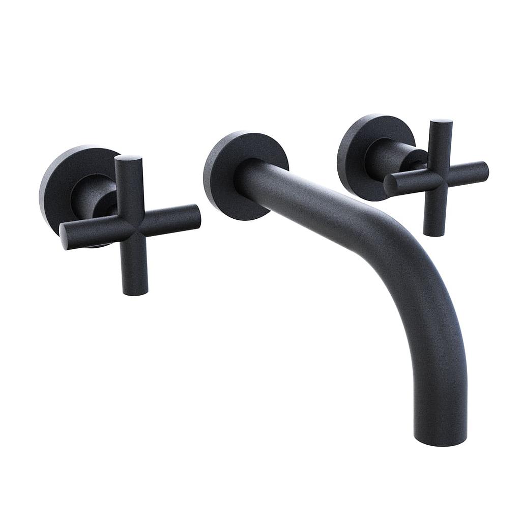 GRIFERIA BICOMANDO LAVATORIO DE PARED SUN CRUZ BLACK HIDROMET – 10 AÑOS DE GARANTÍA [4580NEGR]