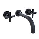 GRIFERIA BICOMANDO LAVATORIO DE PARED SUN CRUZ BLACK HIDROMET – 10 AÑOS DE GARANTÍA [4580NEGR]