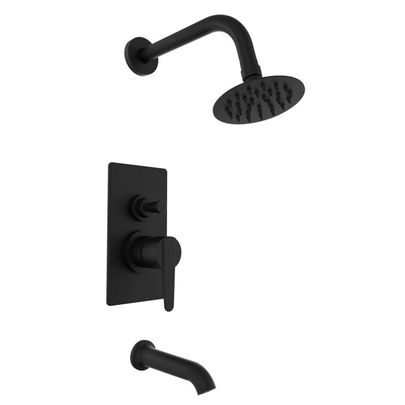 GRIFERIA MONOCOMANDO DUCHA CON TRANSFERENCIA A TIRADOR EMBUTIR FLAT BLACK – 10 AÑOS DE GARANTÍA [08413NEGR]