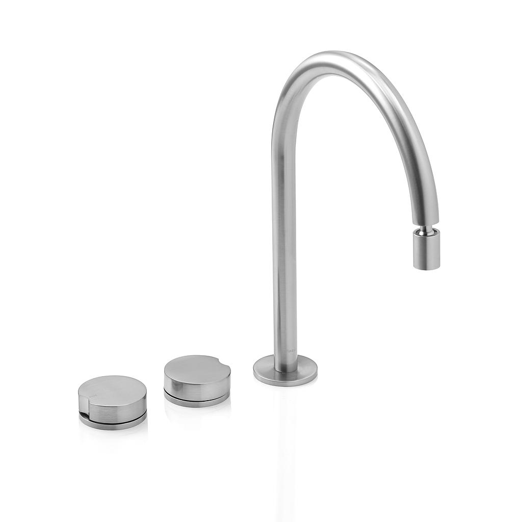 GRIFERÍA BICOMANDO CIERRE CERAMICO LOUNGE LAVATORIO MESADA ACABADO STEEL  PIAZZA [22601ST]