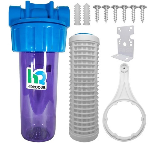 FILTRO 10" AZUL ABS - CON CARTUCHO MALLA PLASTICA - HIDROQUIL - PARA CAÑERIA - PARA SEDIMENTO