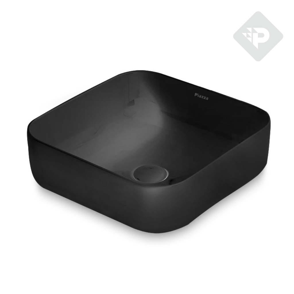 BACHA APOYO CUADRADA A423NE PIAZZA - LAVATORIO PILETA BAÑO - COLOR NEGRO