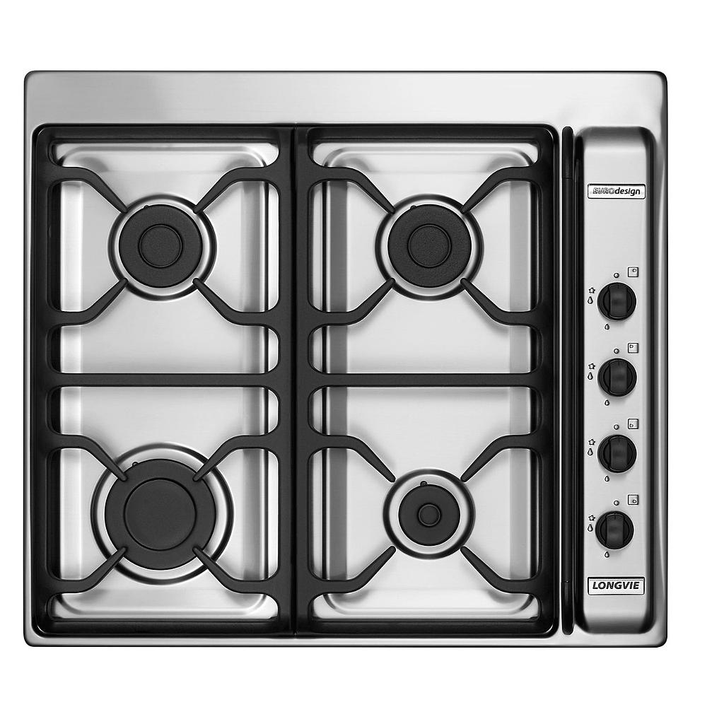 ANAFE PREMIUM - ENCASTRABLE A GAS LONGVIE  60CM - INOXIDABLE - EFICIENCIA "A" [A6600XF / RXF]