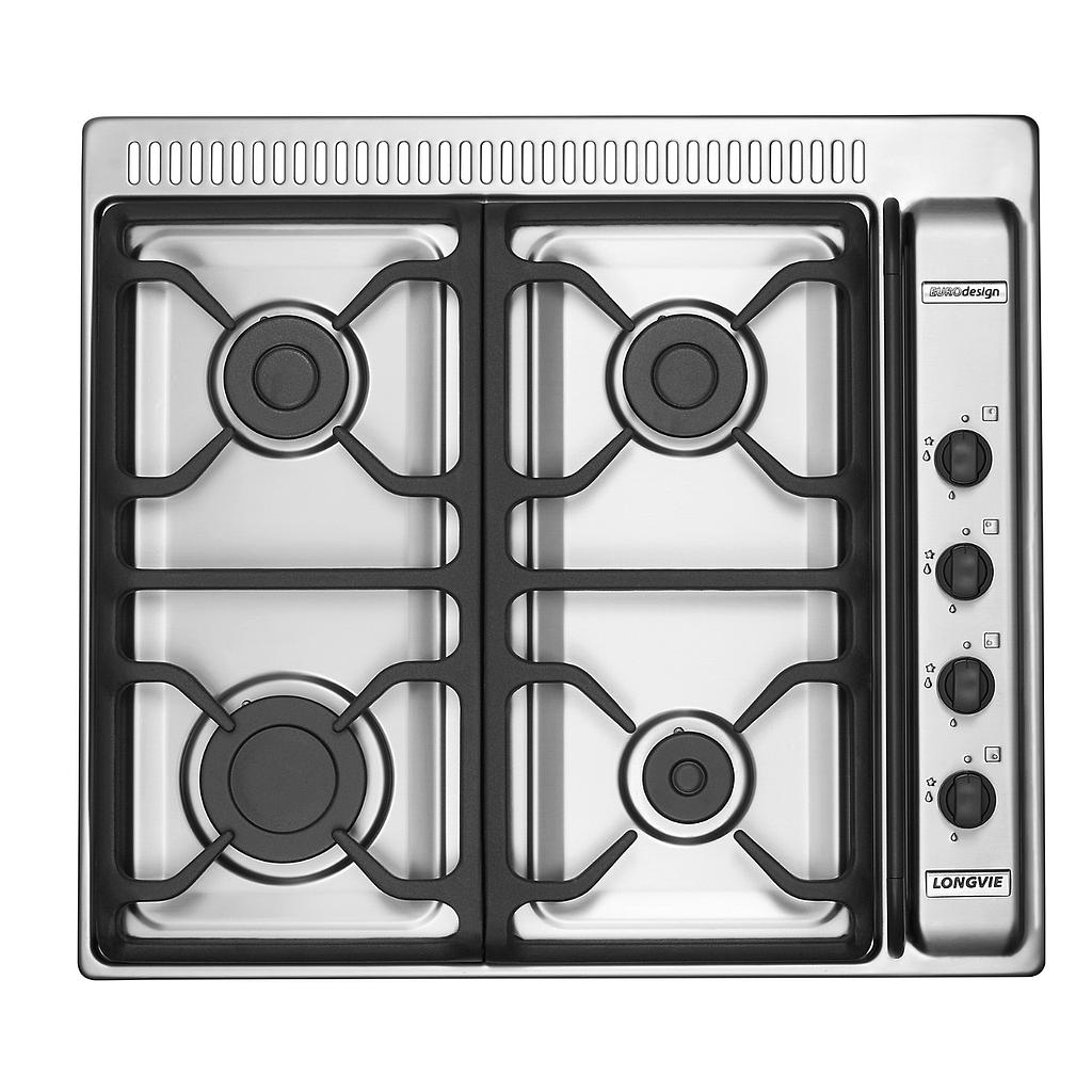 ANAFE PREMIUM - ENCASTRABLE A GAS LONGVIE  60CM - INOXIDABLE - EFICIENCIA "A" [A6600XF / RXF] (copia)