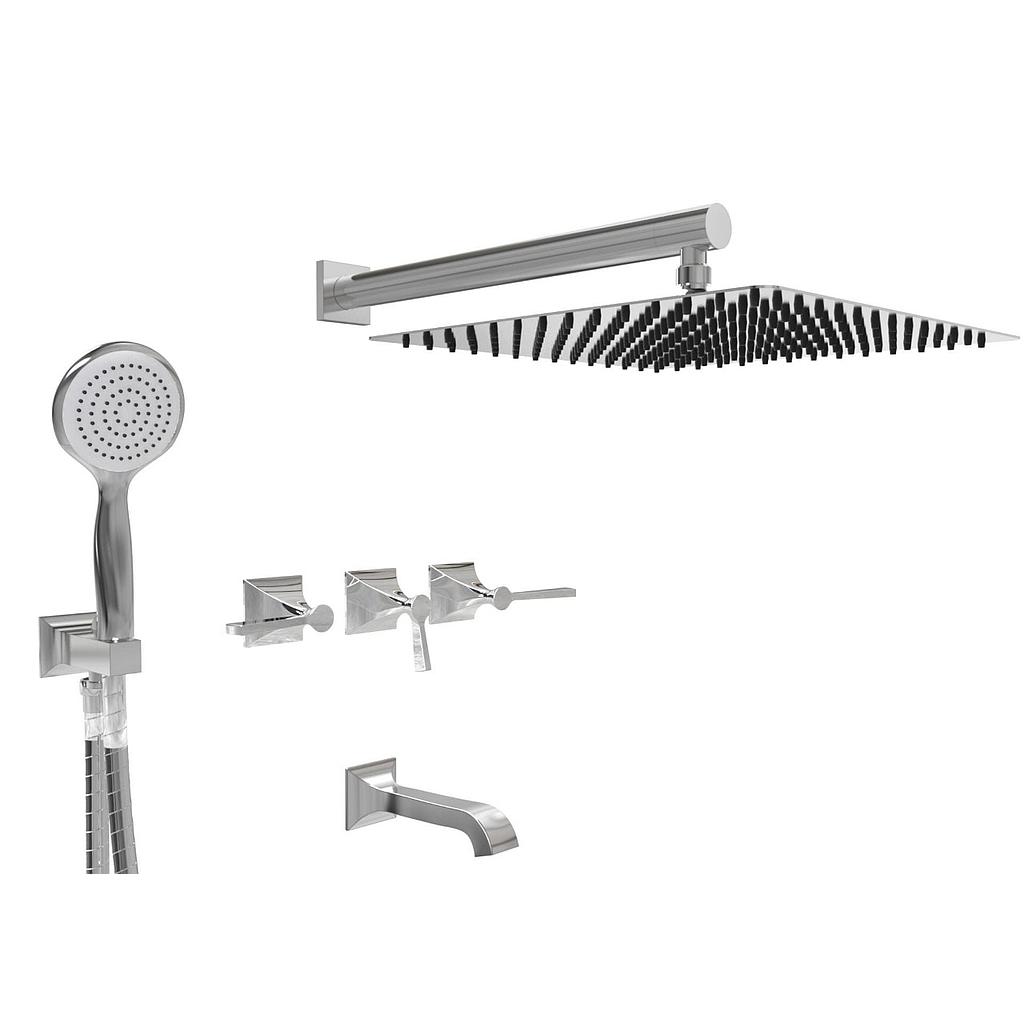 GRIFERÍA BICOMANDO DUCHA 3 VÍAS CON DUCHADOR NEW CASTLE ETS LEVER WHITE HIDROMET – 10 AÑOS DE GARANTÍA [51010BLBL]