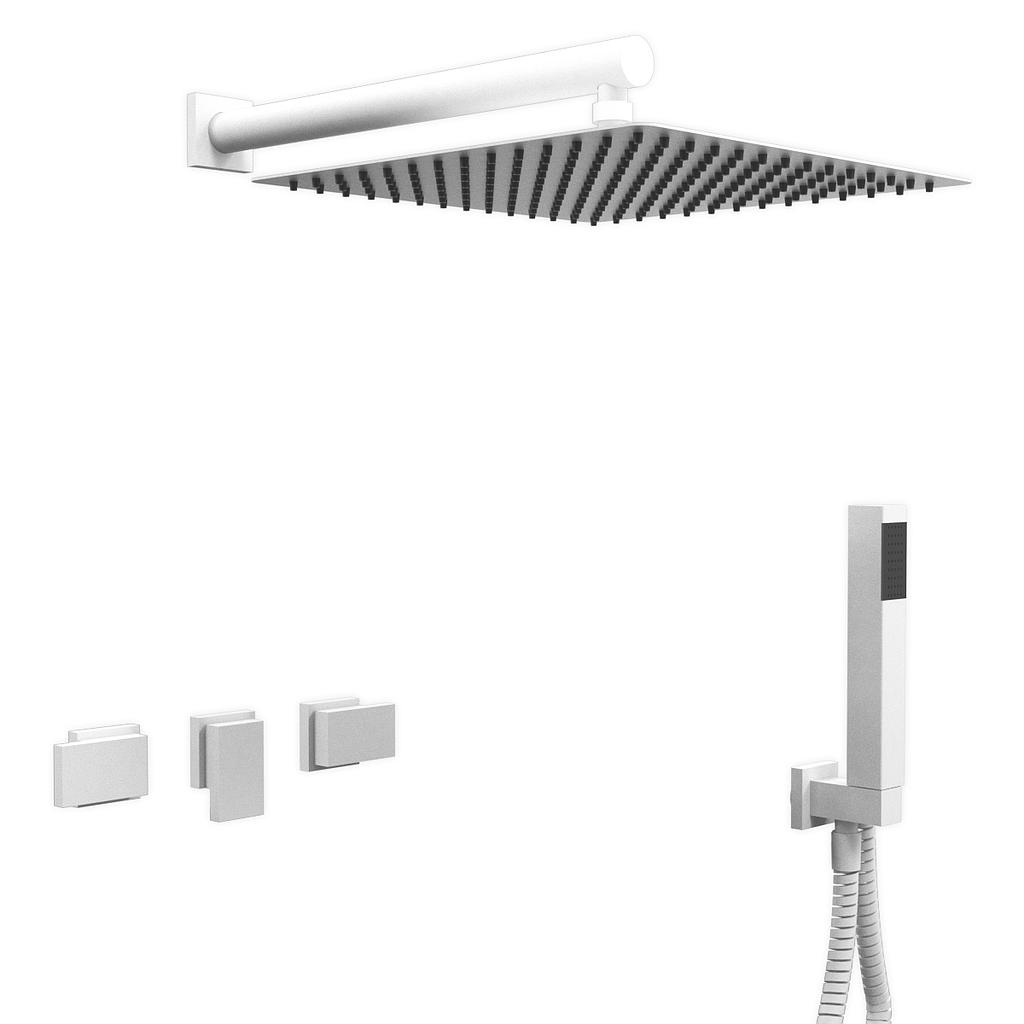 GRIFERÍA BICOMANDO DUCHA 2 VÍAS CON TRANSFERENCIA CON DUCHADOR BLOCK PLANE WHITE HIDROMET – 10 AÑOS DE GARANTÍA [34053BLBL]