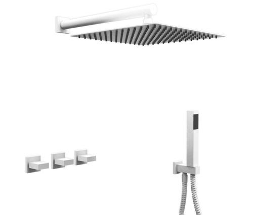 GRIFERÍA BICOMANDO DUCHA 2 VÍAS CON TRANSFERENCIA CON DUCHADOR BLOCK UP WHITE HIDROMET – 10 AÑOS DE GARANTÍA [34063BLBL]