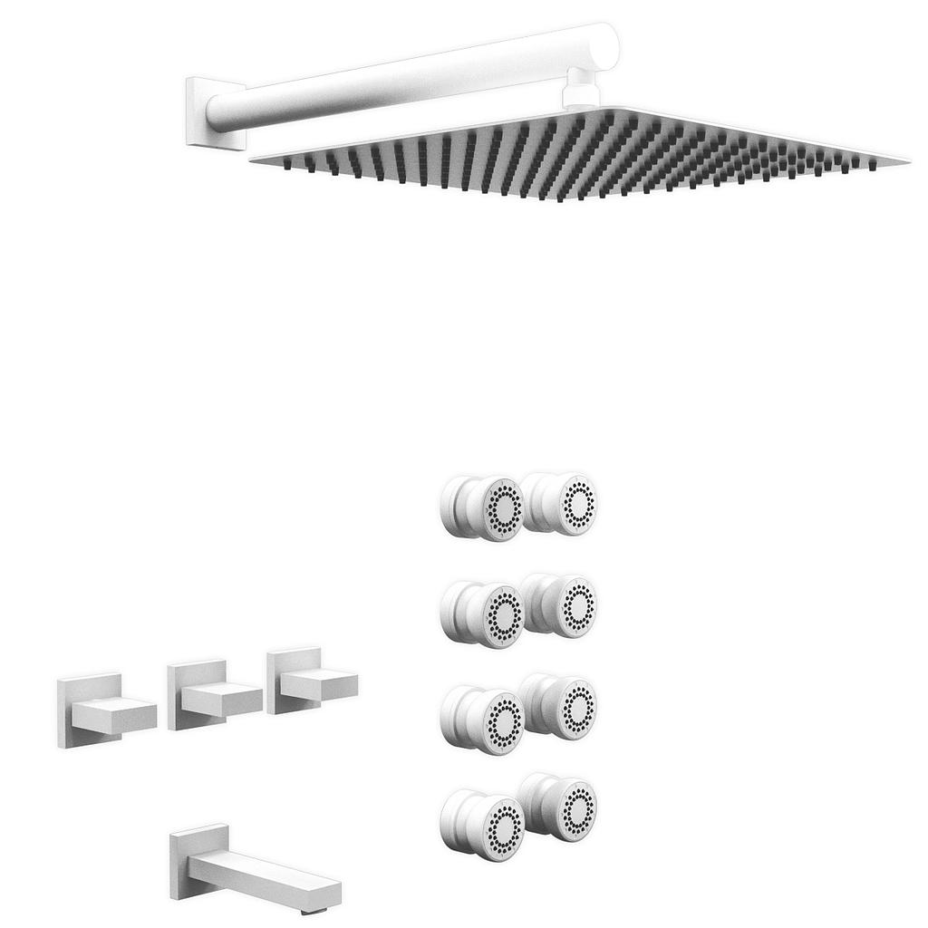 GRIFERÍA BICOMANDO DUCHA 3 VÍAS CON TRANSFERENCIA CON ESCOCESA BLOCK UP WHITE HIDROMET – 10 AÑOS DE GARANTÍA [34045BLBL]