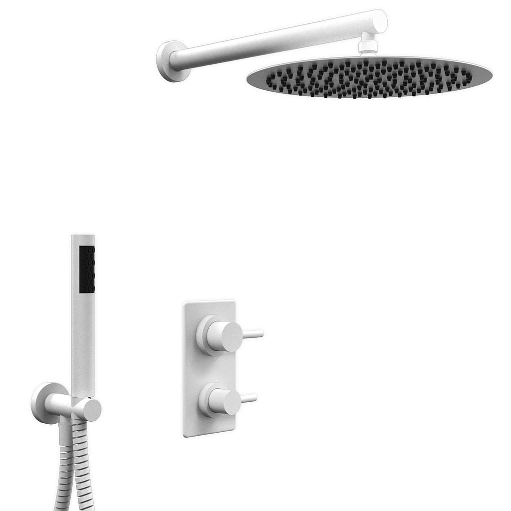 GRIFERÍA MONOCOMANDO DUCHA 2 VÍAS CON LLUVIA Y DUCHADOR ONE WHITE HIDROMET – 10 AÑOS DE GARANTÍA [3012BLBL]
