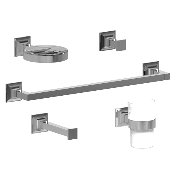 ACCESORIO KIT 5 PIEZAS NEW CASTLE CROMO HIDROMET – 10 AÑOS DE GARANTÍA [50085CRCR]