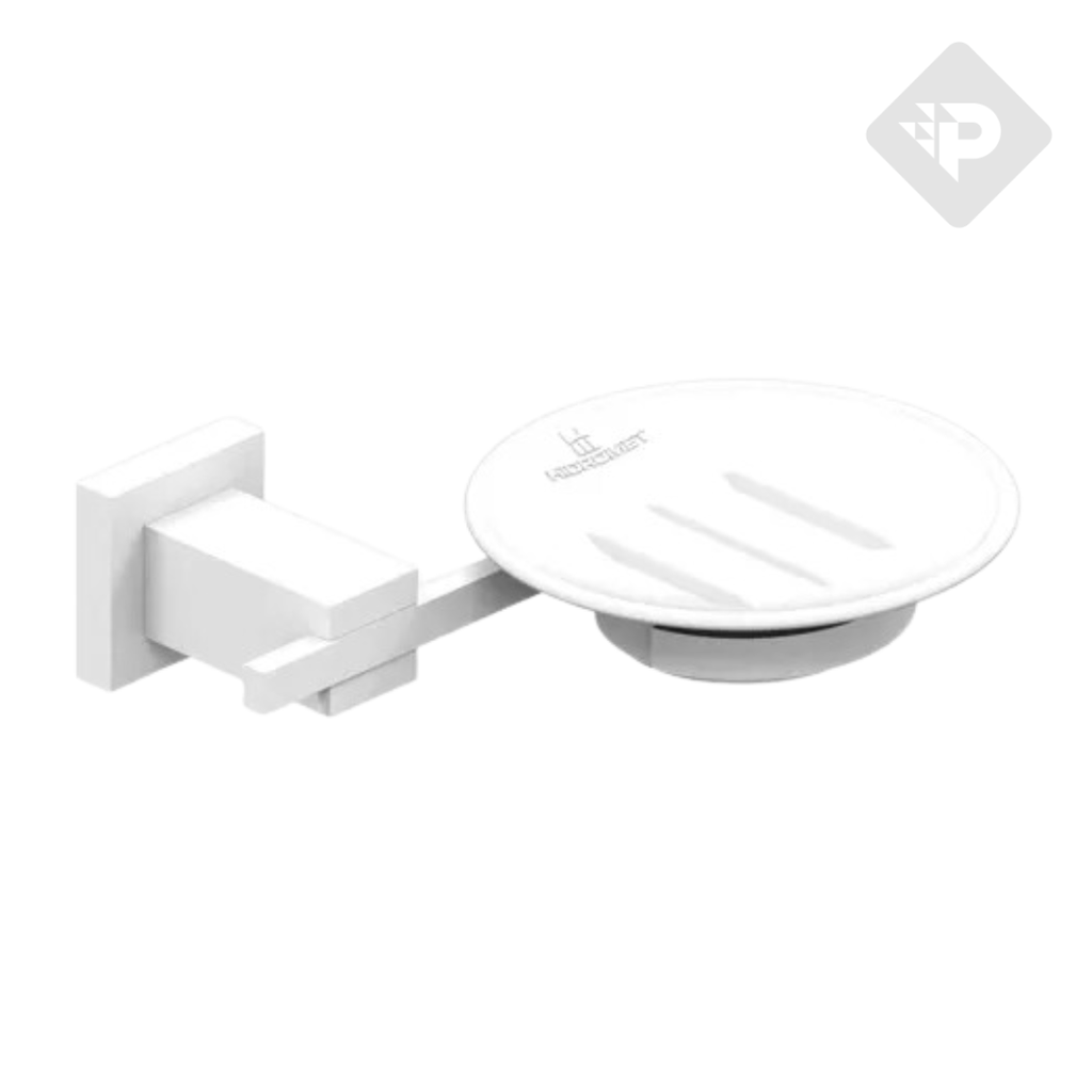 ACCESORIO JABONERA GEOMETRY WHITE HIDROMET – 10 AÑOS DE GARANTÍA [2821BLBL]