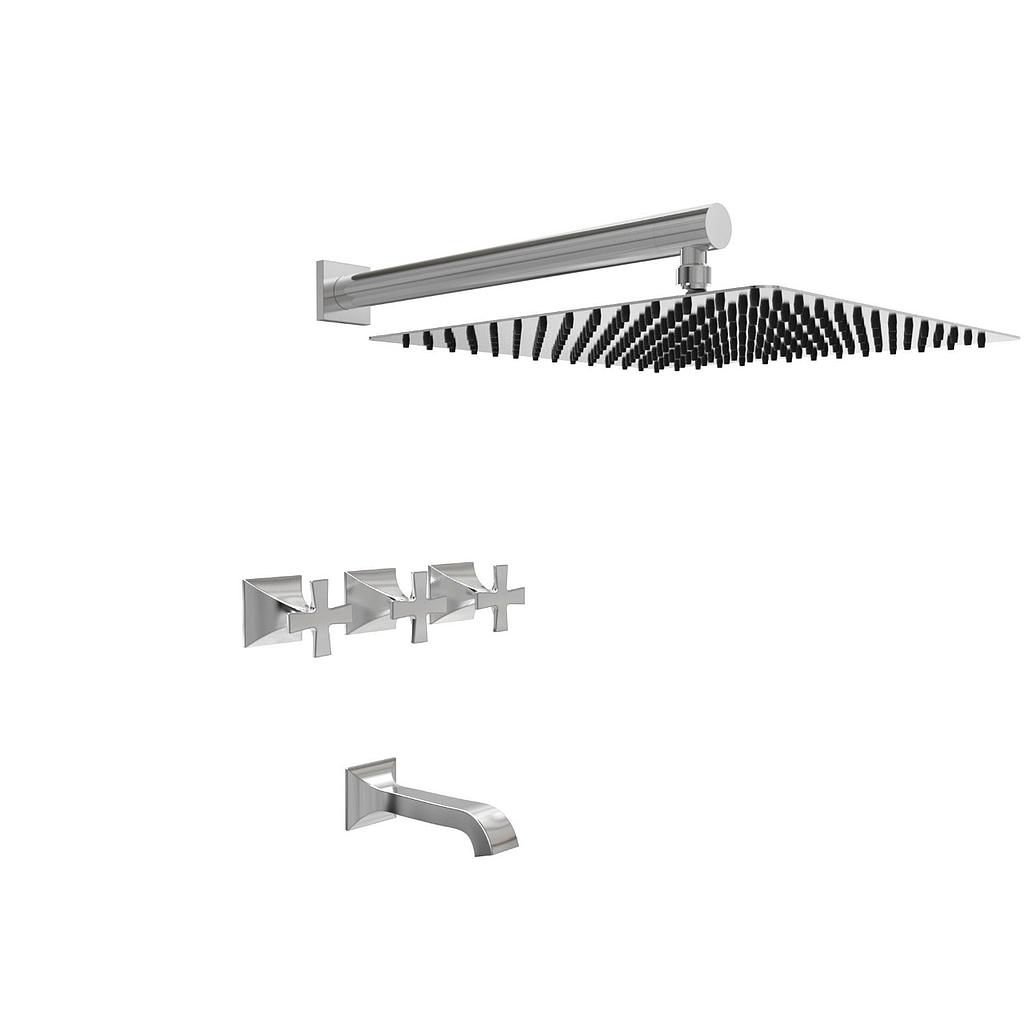 [26340] GRIFERÍA BICOMANDO DUCHA CON TRANSFERENCIA NEW CASTLE ETS CRUZ WHITE HIDROMET – 10 AÑOS DE GARANTÍA [51003BLBL]