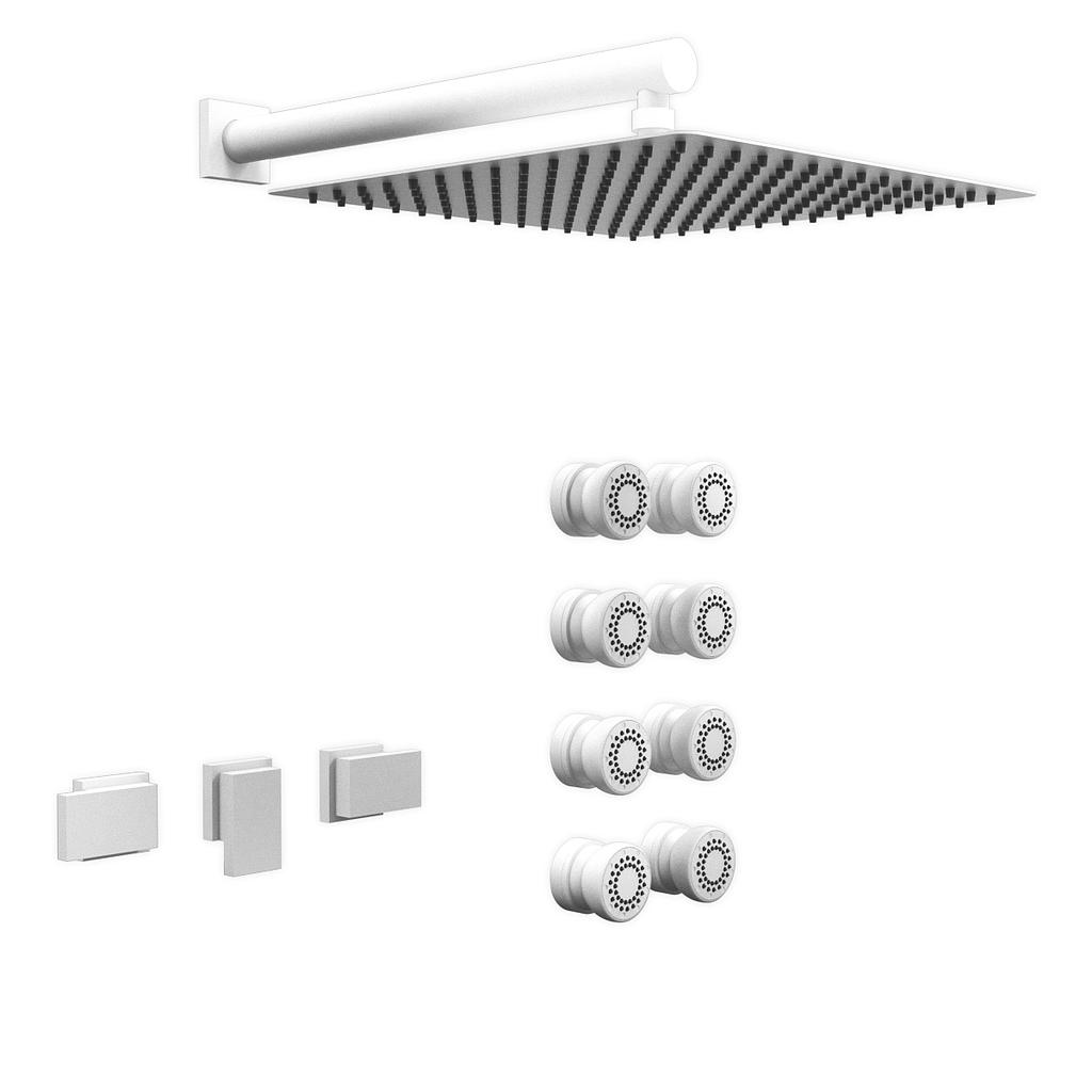 [26386] GRIFERÍA BICOMANDO DUCHA 2 VÍAS CON TRANSFERENCIA CON ESCOCESA BLOCK PLANE WHITE – 10 AÑOS DE GARANTÍA [34067BLBL]