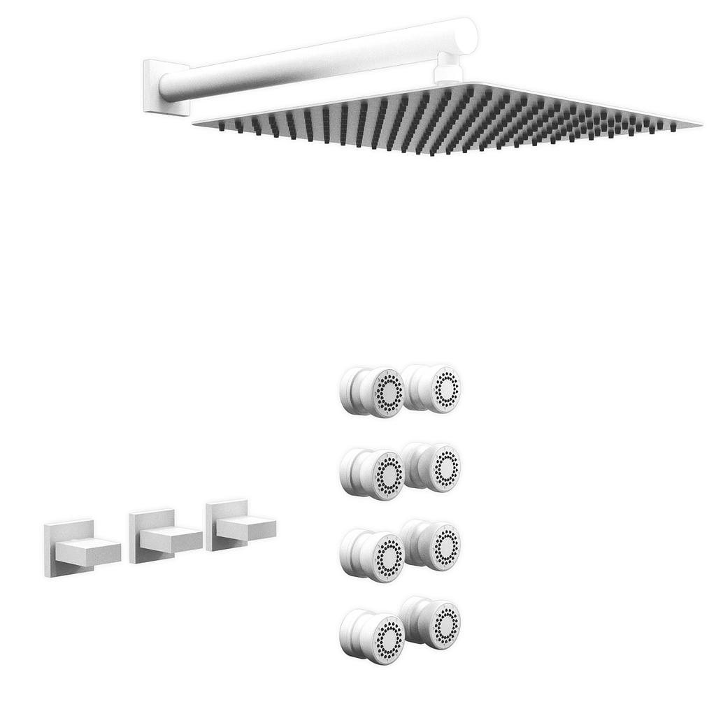 [26404] GRIFERÍA DUCHA 2 VIAS BICOMANDO CON TRANSFERENCIA Y ESCOCESA BLOCK UP BLANCO - HIDROMET - 10 AÑOS DE GARANTÍA [34057BLBL]