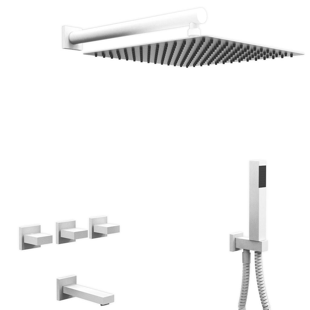 [26406] GRIFERÍA BICOMANDO DUCHA 3 VÍAS CON TRANSFERENCIA CON DUCHADOR BLOCK UP WHITE HIDROMET – 10 AÑOS DE GARANTÍA [34005BLBL]