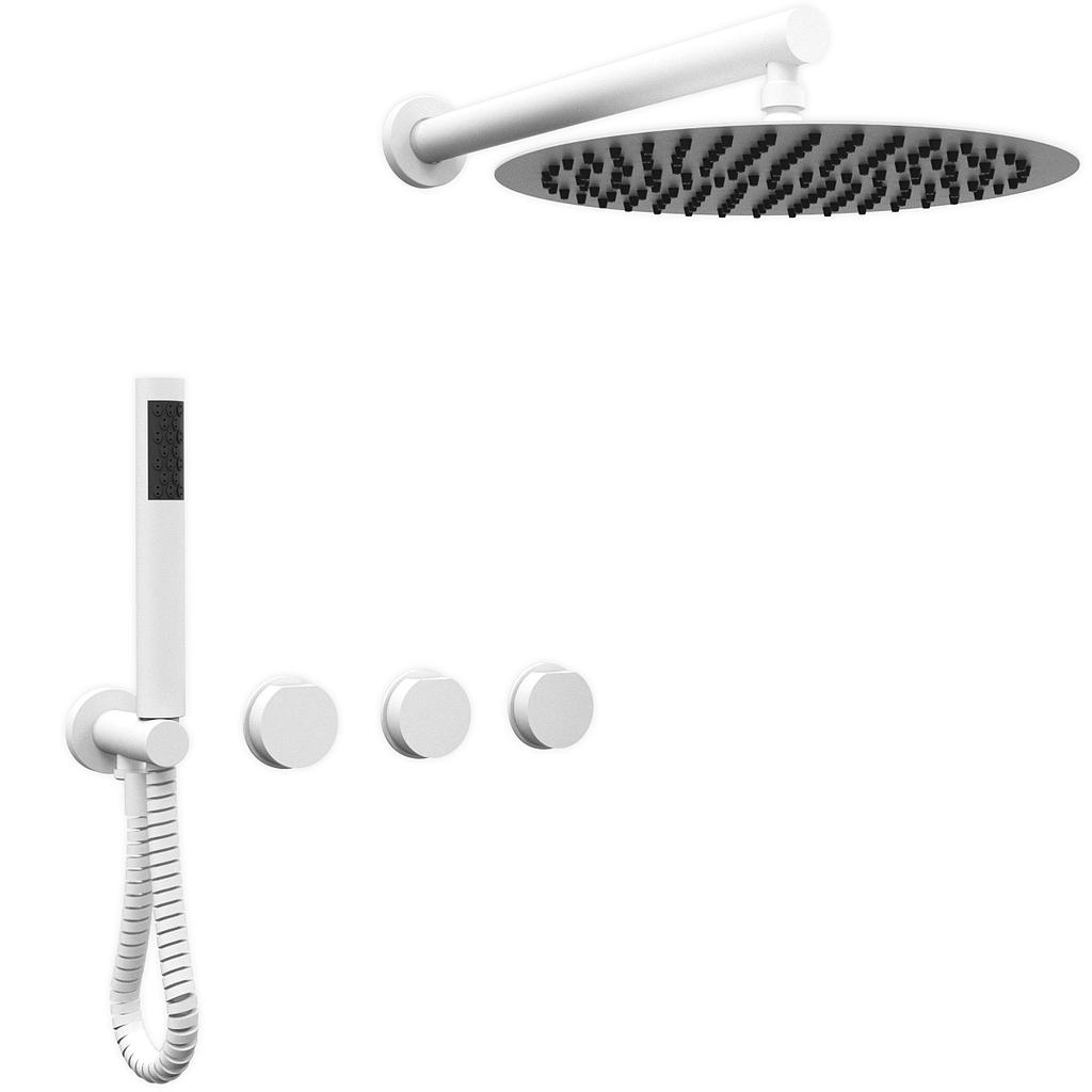 [26421] GRIFERÍA BICOMANDO DUCHA 2 VÍAS CON TRANSFERENCIA CON DUCHADOR LUXURY WHITE HIDROMET – 10 AÑOS DE GARANTÍA [15053BLBL]