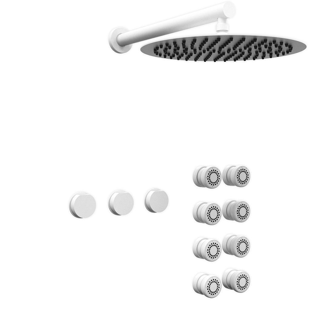 [26422] GRIFERÍA BICOMANDO DUCHA 2 VÍAS CON TRANSFERENCIA CON ESCOCESA LUXURY WHITE HIDROMET – 10 AÑOS DE GARANTÍA [15067BLBL]