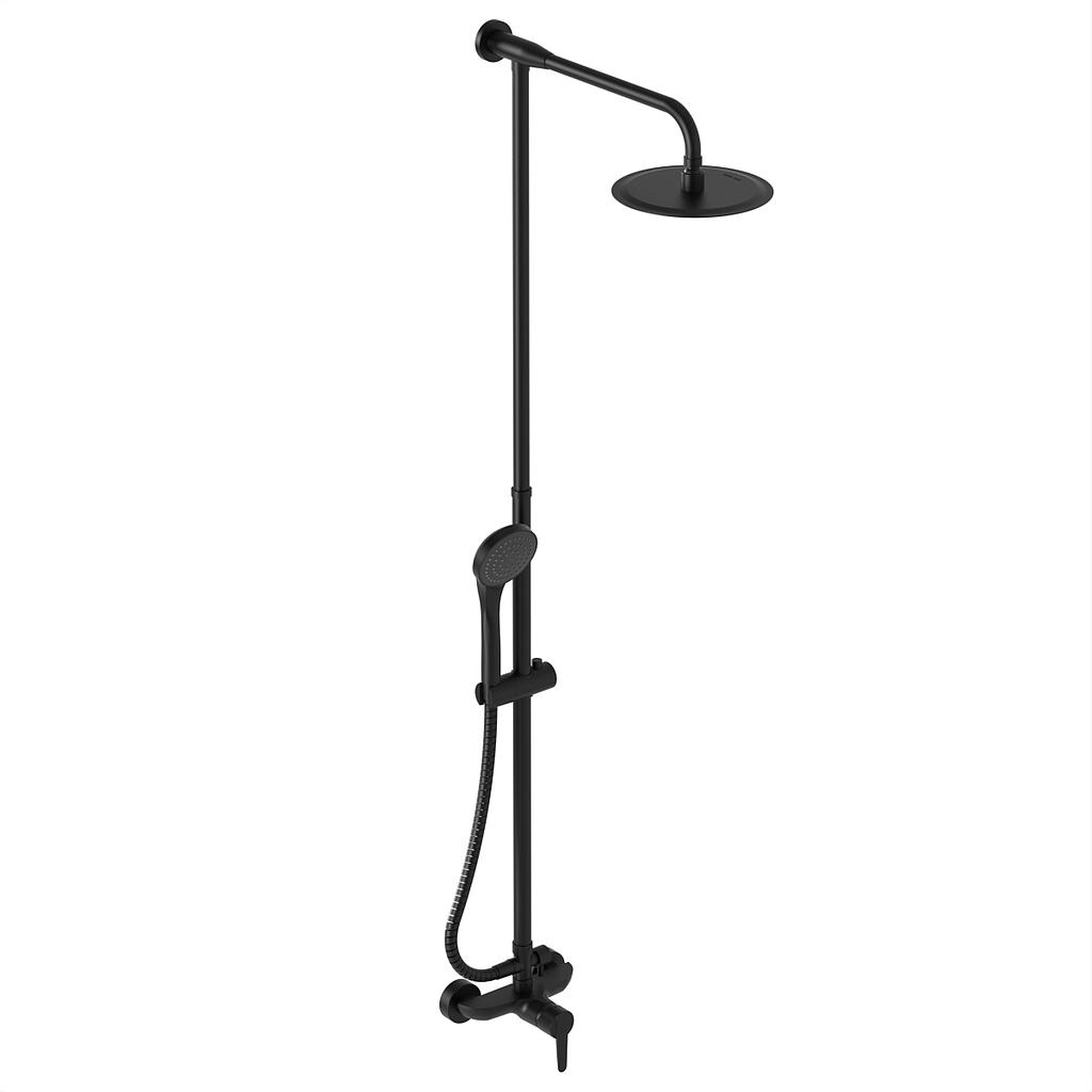 [26562] GRIFERÍA MONOCOMANDO DUCHA EXTERIOR CON TRANSFERENCIA CON BARRAL Y DUCHADOR FLAT BLACK - NUEVO LANZAMIENTO HIDROMET – 10 AÑOS DE GARANTÍA [08405NEGR]