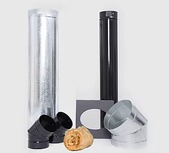 [28129] KIT COMPLEMENTO PARED 6": 1 Conducto 6" + par de codos 6"+ 1 codo galvanizado 10" + tapa pared + 1 encamisado 10" + 1 lana de vidrio. - TROMEN - [05-000-226]