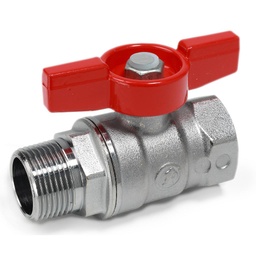 [22067] VÁLVULA ESFÉRICA HEMBRA-MACHO PALANCA MARIPOSA ROJA - PASO TOTAL 3/4"