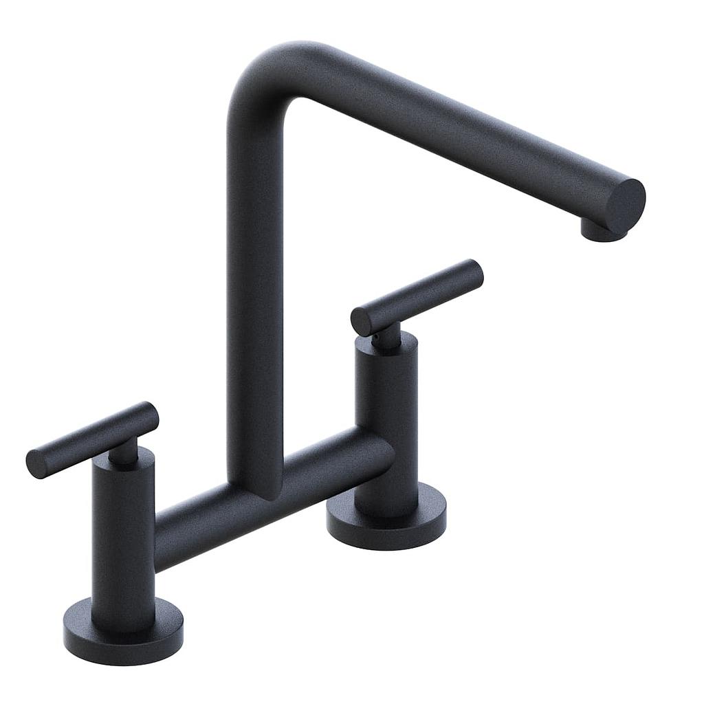 [23335] GRIFERIA MESADA COCINA BICOMANDO SUN LEVER HIDROMET - PICO RECTO - BLACK - 10 AÑOS DE GARANTIA