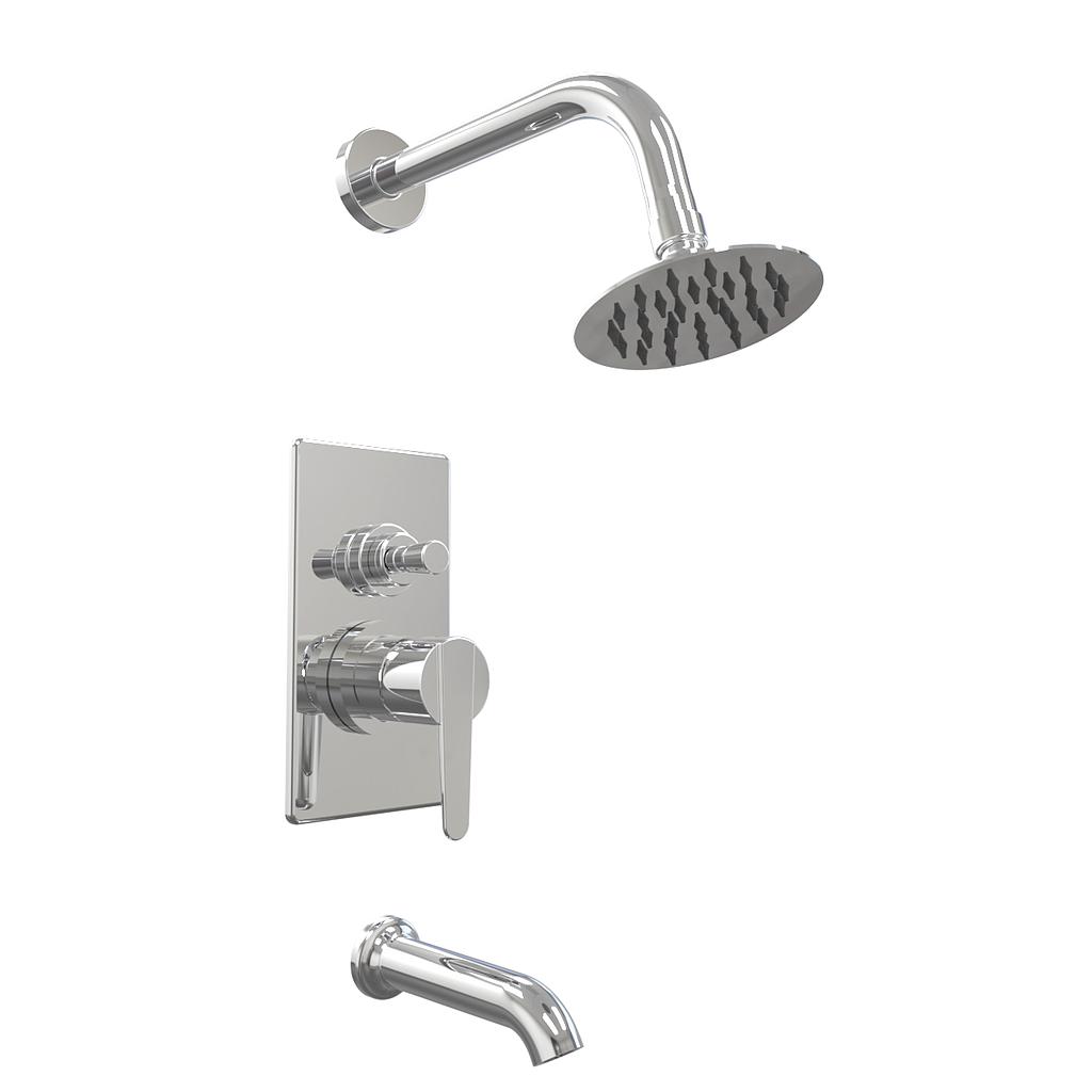 [23470] GRIFERIA DUCHA SIN TRANSFERIR EMBUTIR MONOCOMANDO FLAT HIDROMET - CROMO - 10 AÑOS DE GARANTIA