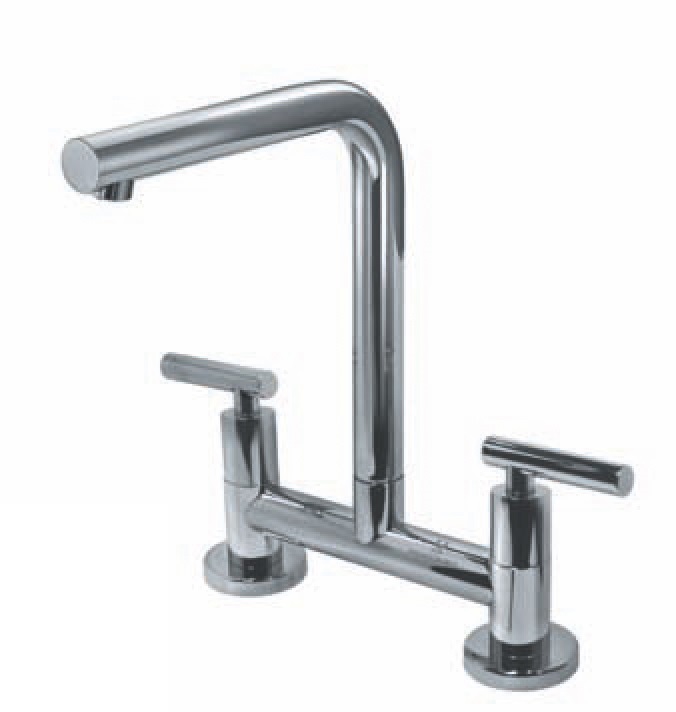[23636] GRIFERIA MESADA COCINA BICOMANDO SUN LEVER HIDROMET - CROMO - PICO RECTO - 10 AÑOS DE GARANTIA