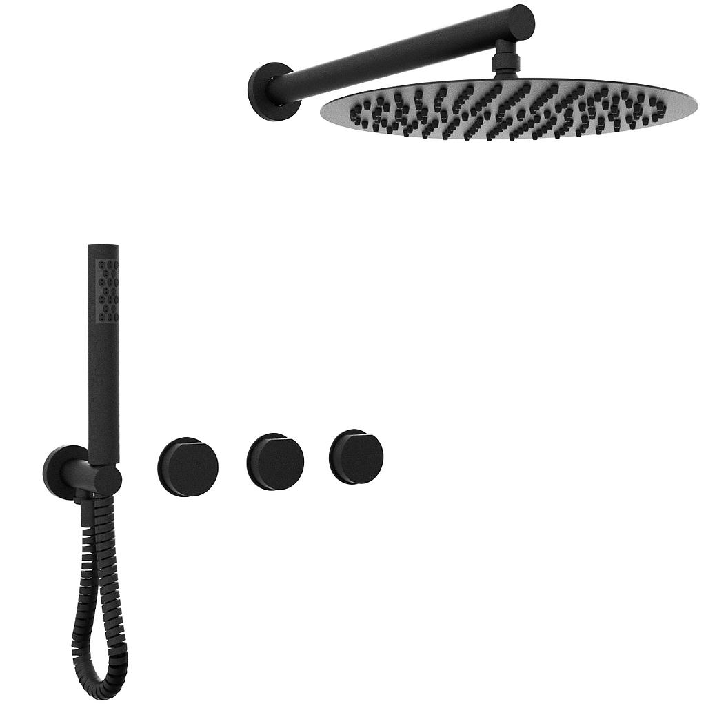 [23696] GRIFERIA BICOMANDO DUCHA 2 VIAS CON TRANSFERENCIA CON DUCHADOR LUXURY BLACK HIDROMET – 10 AÑOS DE GARANTÍA [15053NEGR]