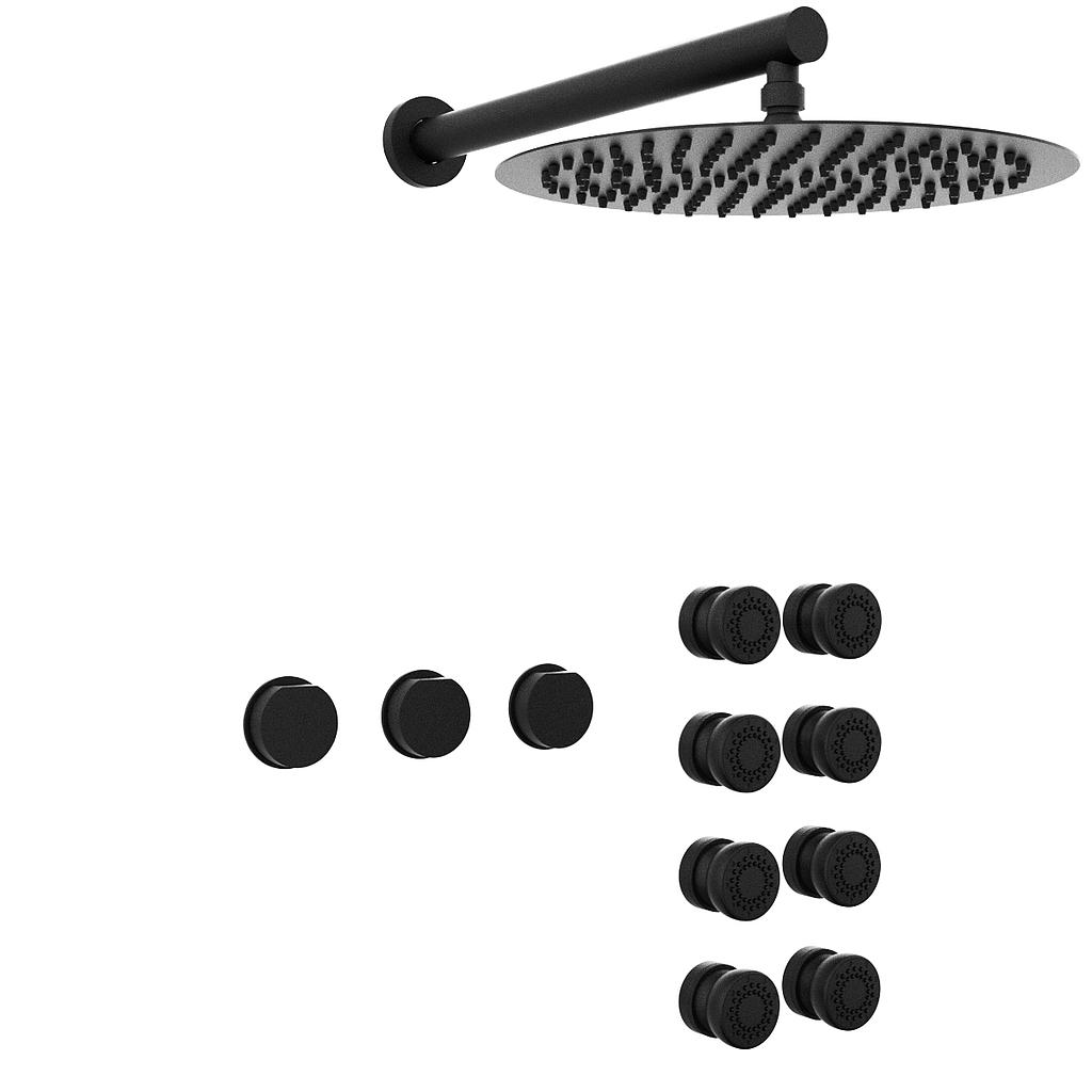 [23697] GRIFERIA BICOMANDO DUCHA 2 VIAS CON TRANSFERENCIA CON ESCOCESA LUXURY BLACK HIDROMET – 10 AÑOS DE GARANTÍA [15067NEGR]