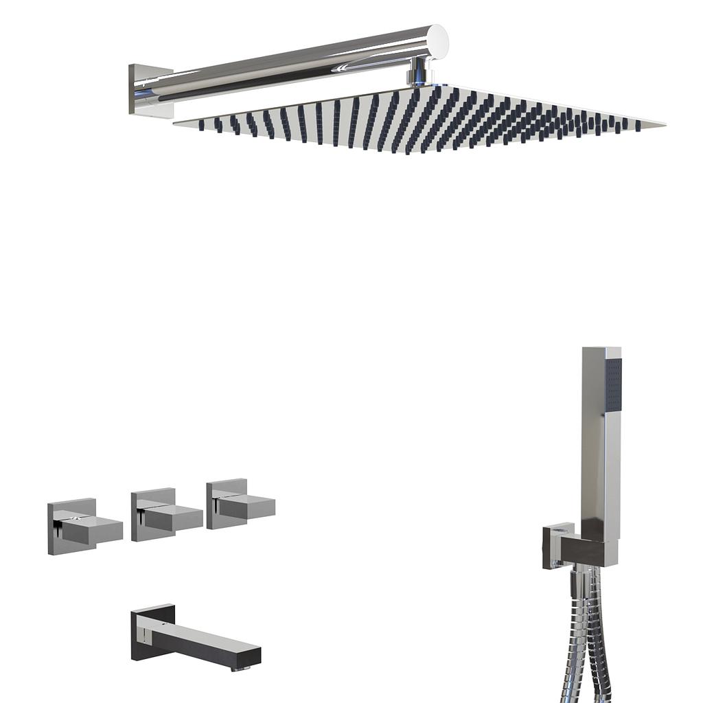 [23719] GRIFERIA BICOMANDO DUCHA 3 VIAS CON TRANSFERENCIA CON DUCHADOR BLOCK UP CROMO HIDROMET – 10 AÑOS DE GARANTÍA [34005CRCR]