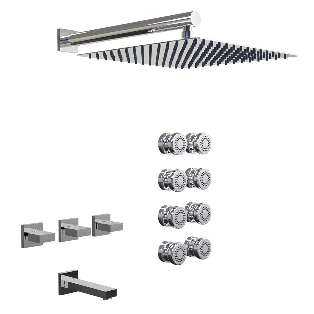 [23720] GRIFERIA BICOMANDO DUCHA 3 VIAS CON TRANSFERENCIA CON ESCOCESA BLOCK UP CROMO HIDROMET – 10 AÑOS DE GARANTÍA [34045CRCR]