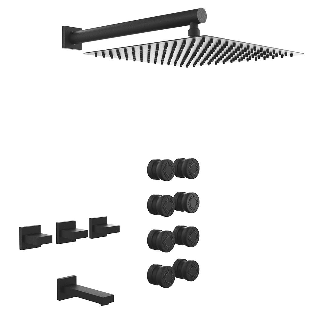 [23728] GRIFERIA BICOMANDO DUCHA 3 VIAS CON TRANSFERENCIA CON ESCOCESA BLOCK UP BLACK HIDROMET – 10 AÑOS DE GARANTÍA [34045NEGR]