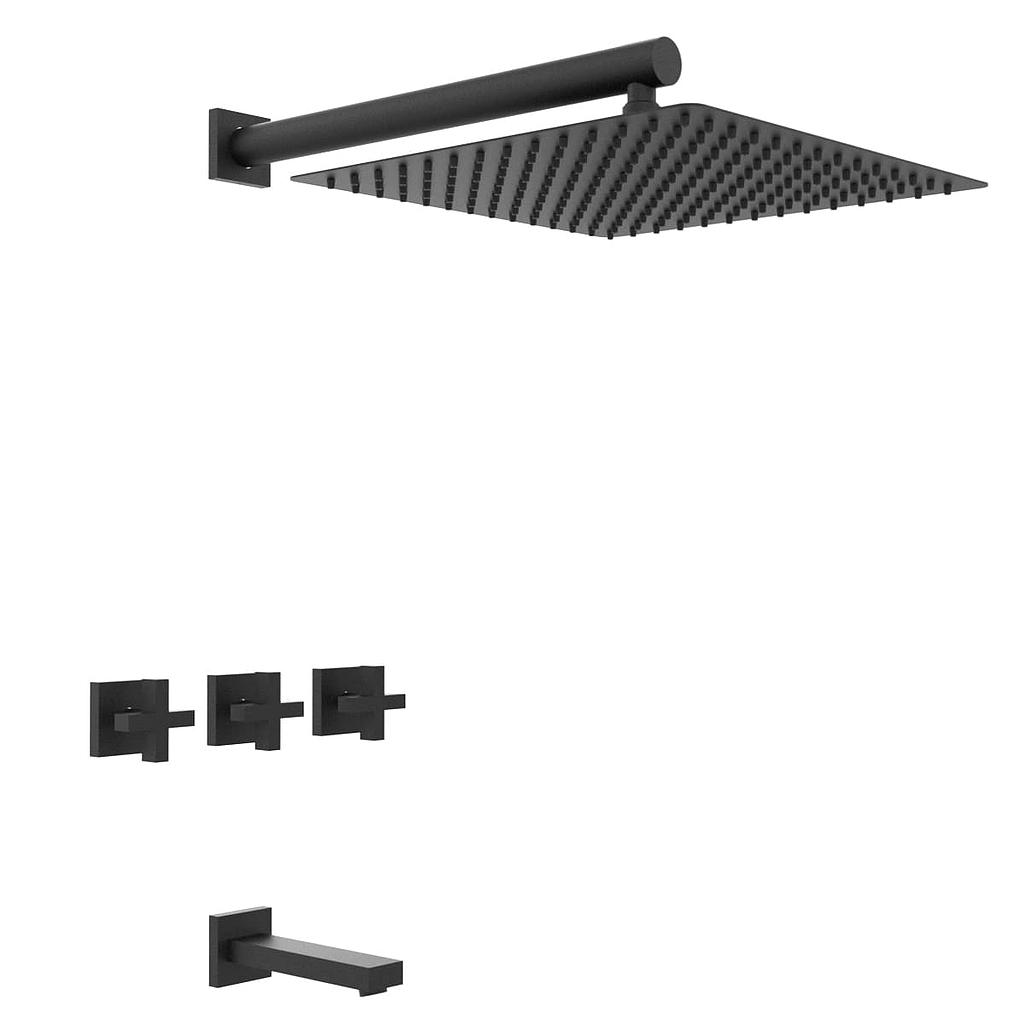 [23757] GRIFERIA BICOMANDO DUCHA CON TRANSFERENCIA BLOCK CRUZ BLACK HIDROMET – 10 AÑOS DE GARANTÍA [03403NEGR]