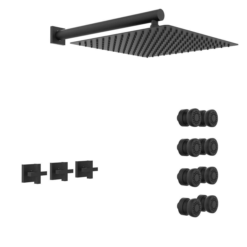 [23760] GRIFERIA BICOMANDO DUCHA 2 VIAS CON ESCOCESA BLOCK CRUZ BLACK HIDROMET – 10 AÑOS DE GARANTÍA [03457NEGR]