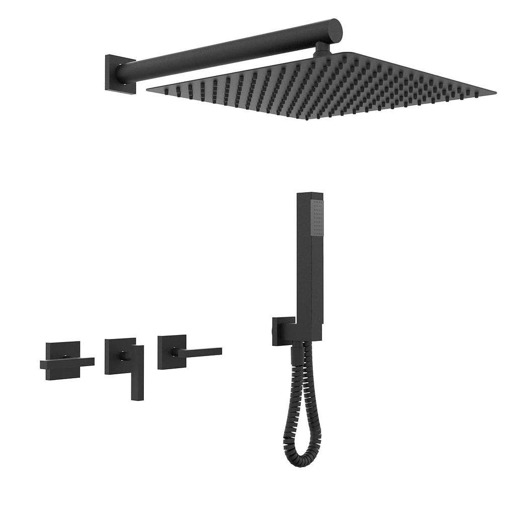 [23766] GRIFERIA BICOMANDO DUCHA 2 VIAS CON TRANSFERENCIA CON DUCHADOR BLOCK LEVER BLACK HIDROMET – 10 AÑOS DE GARANTÍA [03453NEGR]