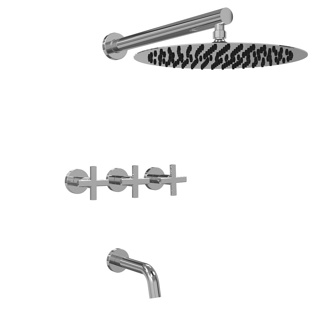 [23813] GRIFERIA BICOMANDO DUCHA CON TRANSFERENCIA FLAT CRUZ CROMO HIDROMET – 10 AÑOS DE GARANTÍA [84103CRCR]