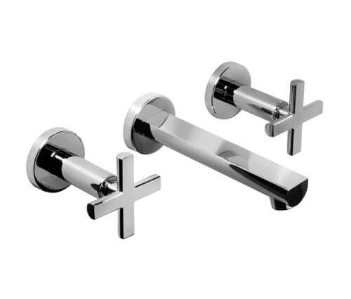 [23820] GRIFERIA BICOMANDO LAVATORIO DE PARED FLAT CRUZ CROMO HIDROMET – 10 AÑOS DE GARANTÍA [84180CRCR]