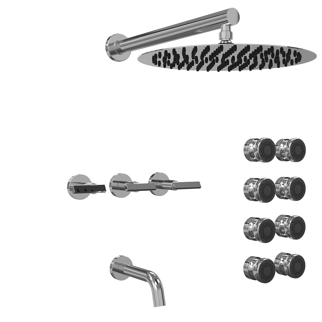 [23826] GRIFERIA BICOMANDO DUCHA CON TRANSFERENCIA 3 VIAS CON ESCOCESA FLAT LEVER CROMO HIDROMET – 10 AÑOS DE GARANTÍA [84145CRCR]