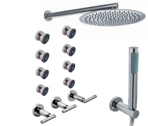 [23827] GRIFERIA BICOMANDO DUCHA CON TRANSFERENCIA 3 VIAS CON DUCHADOR CON ESCOCESA FLAT LEVER CROMO HIDROMET – 10 AÑOS DE GARANTÍA [84147CRCR]