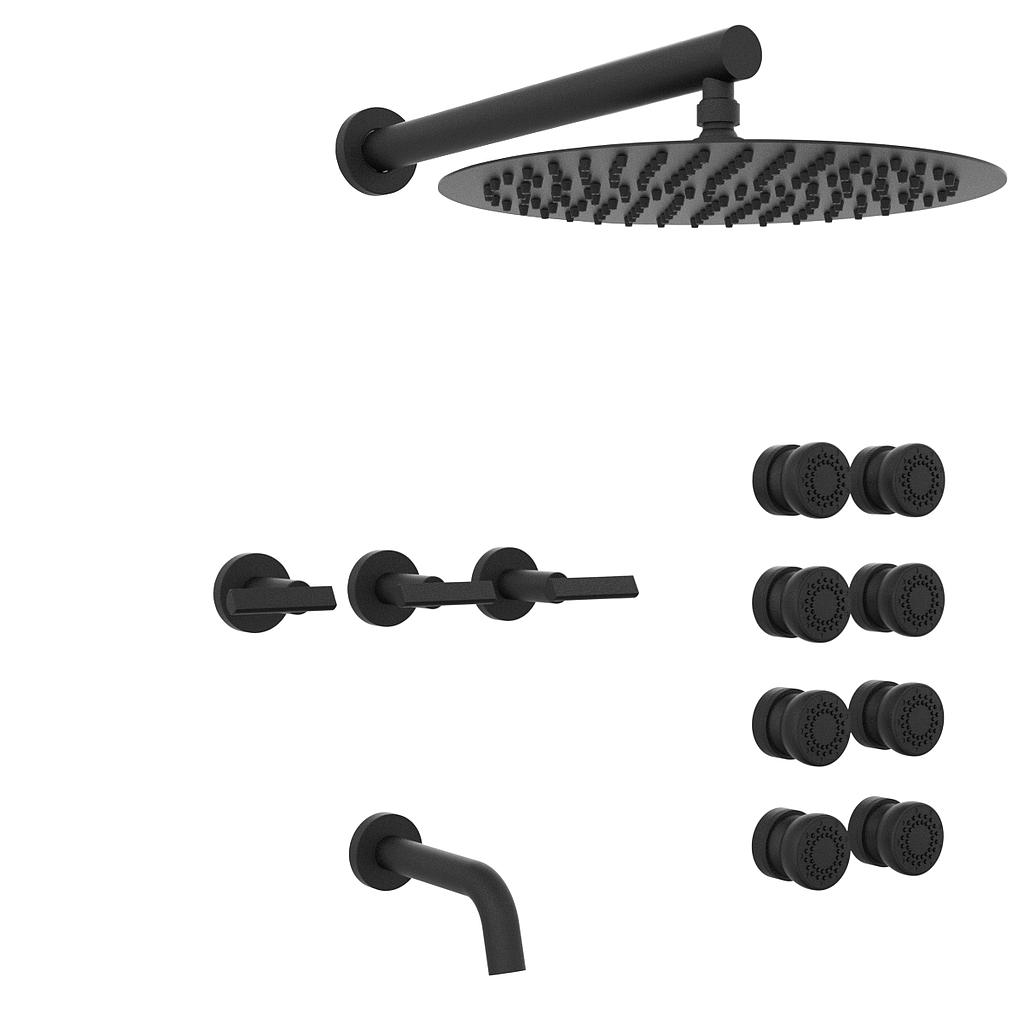 [23844] GRIFERIA BICOMANDO DUCHA CON TRANSFERENCIA 3 VIAS CON ESCOCESA FLAT LEVER BLACK HIDROMET – 10 AÑOS DE GARANTÍA [84145NEGR]