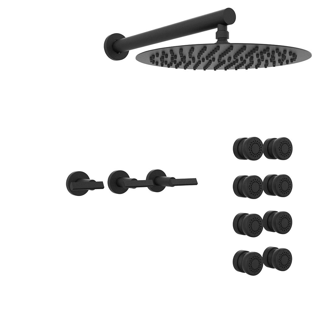 [23847] GRIFERIA BICOMANDO DUCHA CON TRANSFERENCIA 2 VIAS CON ESCOCESA FLAT LEVER BLACK HIDROMET – 10 AÑOS DE GARANTÍA [84167NEGR]