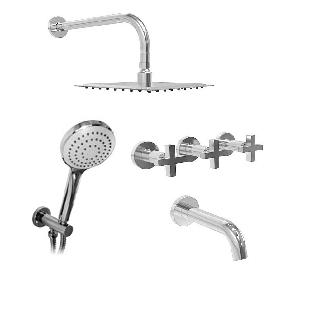 [23889] GRIFERIA BICOMANDO DUCHA 3 VIAS CON DUCHADOR LOOK CRUZ CROMO HIDROMET – 10 AÑOS DE GARANTÍA [31105CRCR]
