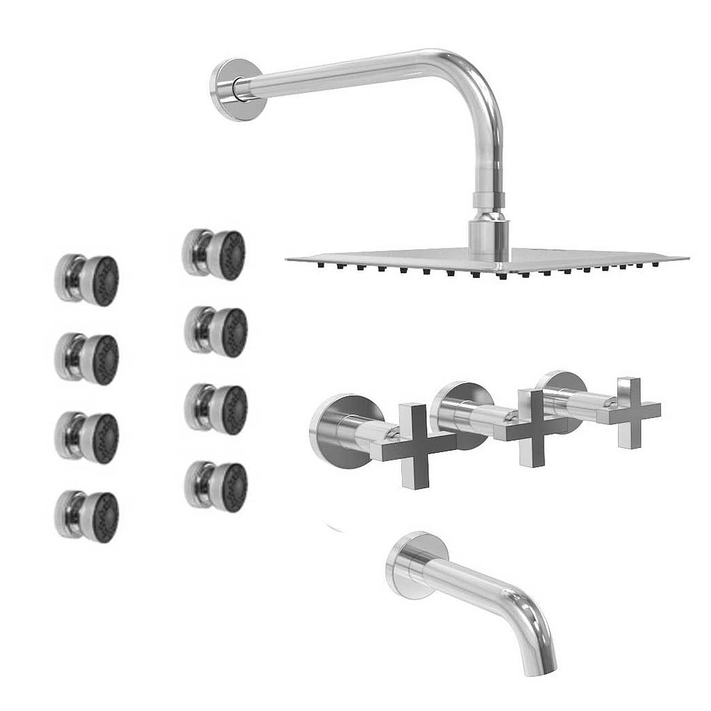 [23890] GRIFERIA BICOMANDO DUCHA 3 VIAS CON ESCOCESA LOOK CRUZ CROMO HIDROMET – 10 AÑOS DE GARANTÍA [31140CRCR]