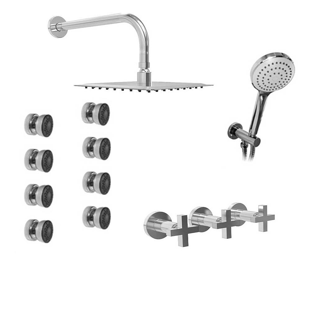 [23891] GRIFERIA BICOMANDO DUCHA 3 VIAS CON ESCOCESA CON DUCHADOR  LOOK CRUZ CROMO HIDROMET – 10 AÑOS DE GARANTÍA [31146CRCR]