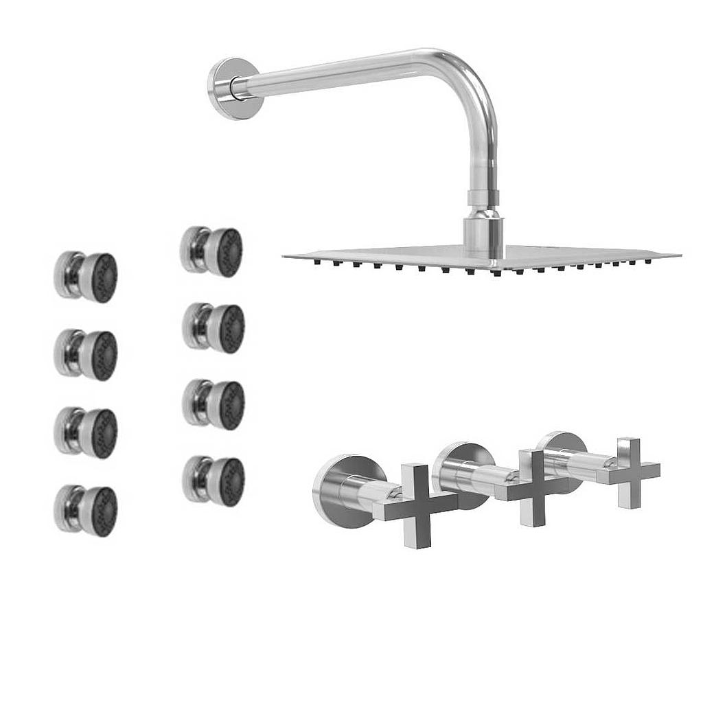 [23893] GRIFERIA BICOMANDO DUCHA 2 VIAS CON ESCOCESA LOOK CRUZ CROMO HIDROMET – 10 AÑOS DE GARANTÍA [31157CRCR]