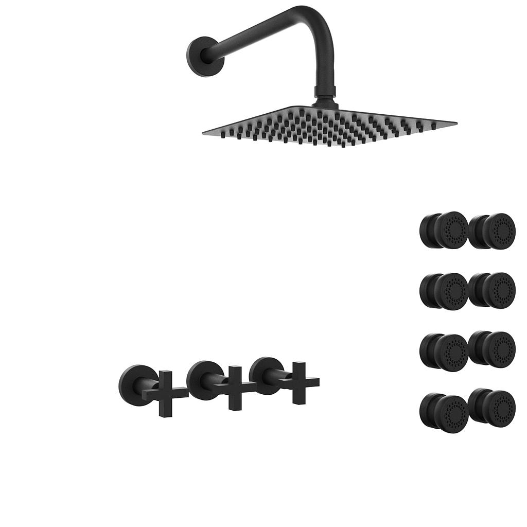 [23914] GRIFERIA BICOMANDO DUCHA 2 VIAS CON ESCOCESA LOOK CRUZ BLACK HIDROMET – 10 AÑOS DE GARANTÍA [31157NEGR]